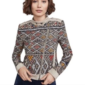 Bcbgmaxazria Moto Tribal Print zip up Jacket